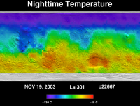 Orbit 22667nighttime surface temperature map