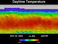Orbit 22703daytime surface temperature map