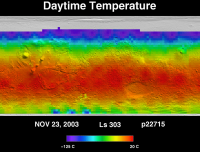 Orbit 22715daytime surface temperature map