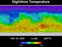 Orbit 22715nighttime surface temperature map
