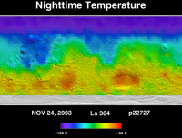 Orbit 22727nighttime surface temperature map