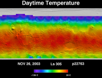 Orbit 22763daytime surface temperature map