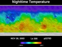 Orbit 22763nighttime surface temperature map