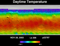 Orbit 22787daytime surface temperature map