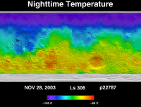 Orbit 22787nighttime surface temperature map