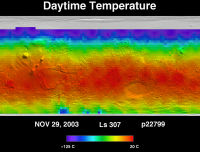 Orbit 22799daytime surface temperature map