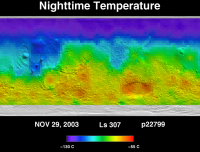 Orbit 22799nighttime surface temperature map