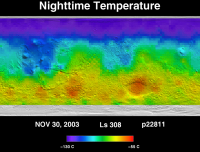 Orbit 22811nighttime surface temperature map