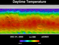 Orbit 22823daytime surface temperature map