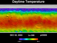 Orbit 22835daytime surface temperature map