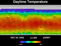 Orbit 22847daytime surface temperature map