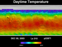 Orbit 22871daytime surface temperature map