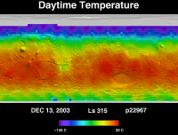 Orbit 22967daytime surface temperature map