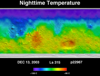 Orbit 22967nighttime surface temperature map