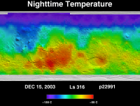 Orbit 22991nighttime surface temperature map