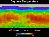 Orbit 23003daytime surface temperature map