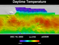 Orbit 23039daytime surface temperature map
