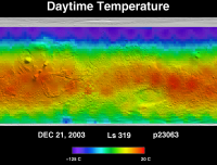 Orbit 23063daytime surface temperature map