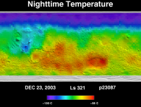 Orbit 23087nighttime surface temperature map