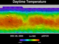Orbit 23123daytime surface temperature map