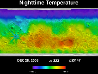 Orbit 23147nighttime surface temperature map