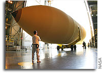 NASA Space Shuttle External Tank Slated to Fly Next Spring Ready for Foam Spray
