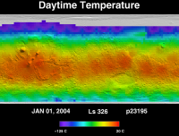 Orbit 23195daytime surface temperature map