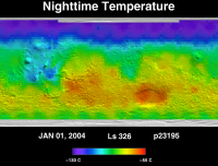 Orbit 23195nighttime surface temperature map