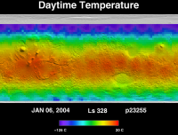Orbit 23255daytime surface temperature map