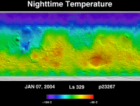 Orbit 23267nighttime surface temperature map