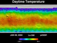 Orbit 23291daytime surface temperature map