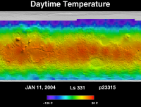 Orbit 23315daytime surface temperature map