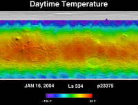 Orbit 23375daytime surface temperature map