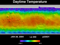 Orbit 23531daytime surface temperature map