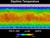Orbit 23579daytime surface temperature map