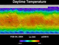 Orbit 23615daytime surface temperature map