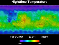 Orbit 23615nighttime surface temperature map