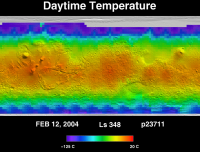 Orbit 23711daytime surface temperature map