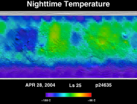 Orbit 24635nighttime surface temperature map
