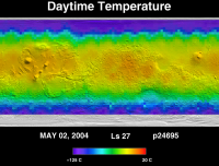 Orbit 24695daytime surface temperature map