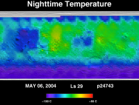 Orbit 24743nighttime surface temperature map