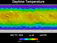 Orbit 24755daytime surface temperature map