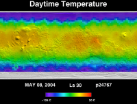 Orbit 24767daytime surface temperature map