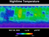Orbit 24767nighttime surface temperature map