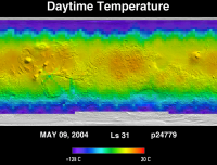 Orbit 24779daytime surface temperature map