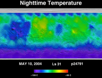 Orbit 24791nighttime surface temperature map