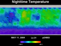 Orbit 24803nighttime surface temperature map