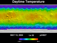 Orbit 24827daytime surface temperature map