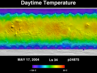 Orbit 24875daytime surface temperature map