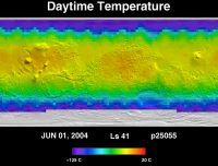 Orbit 25055daytime surface temperature map